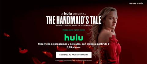 Pulsar en 'Comienza tu prueba gratuita' prueba gratuita de Hulu
