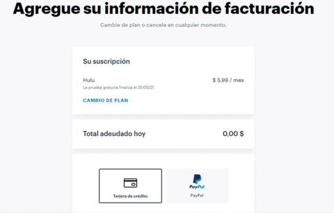 Método de pago de Hulu Método de pago de Hulu