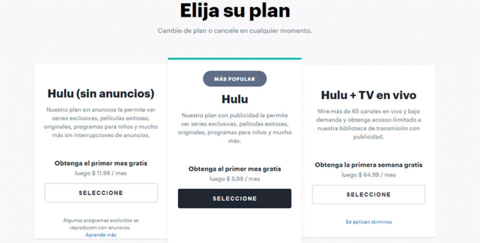 Tipo de suscripción a Hulu suscripción a Hulu
